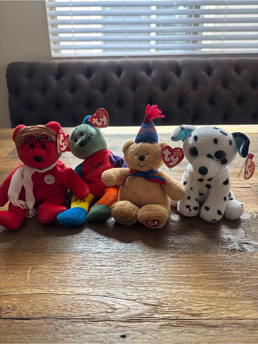 Ty Beanie Babies Plush Set - Red, Multicolor, Tan, White - Collectible Kids Toys